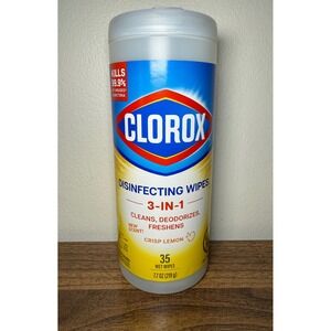 Clorox Disinfecting Wipes 35ct Crisp Lemon 3-in-1 Multi-Surface Cleaner NEW